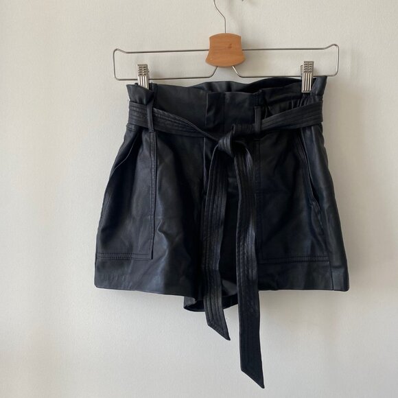 Zara Faux Leather Shorts With Belt - Picture 1 of 8